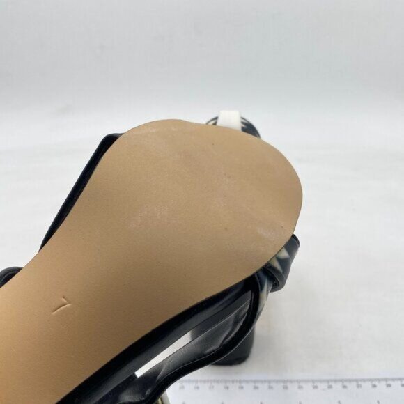 YDN Navy Sexy Ankle Strap Sandals Almond Open Toe Chunky High Heels Buckle Shoes - Picture 5 of 7